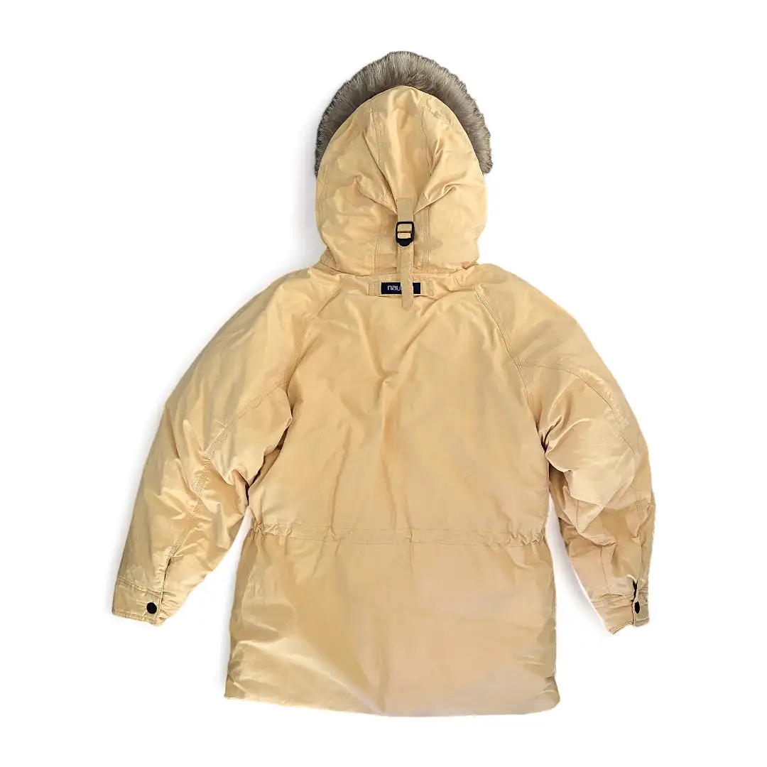 90s Nautica Butter Yellow Down Parka Fox Trim Hood