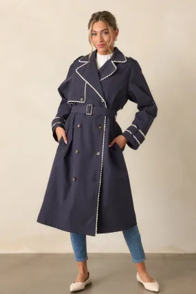 A Crazy Idea Navy RicRac Trench Coat