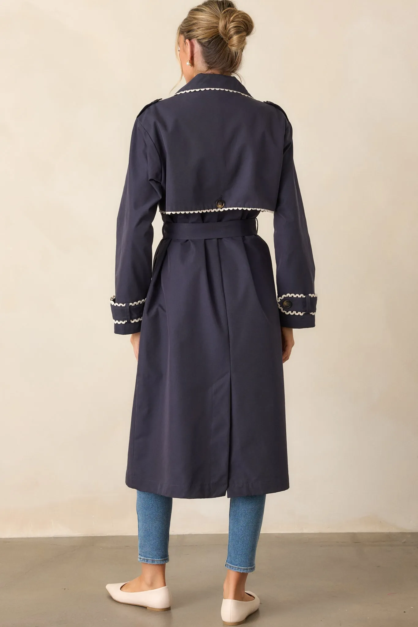 A Crazy Idea Navy RicRac Trench Coat