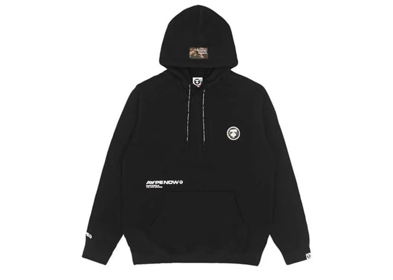 AAPE By A Bathing Ape Badge Logo Hoodie Black