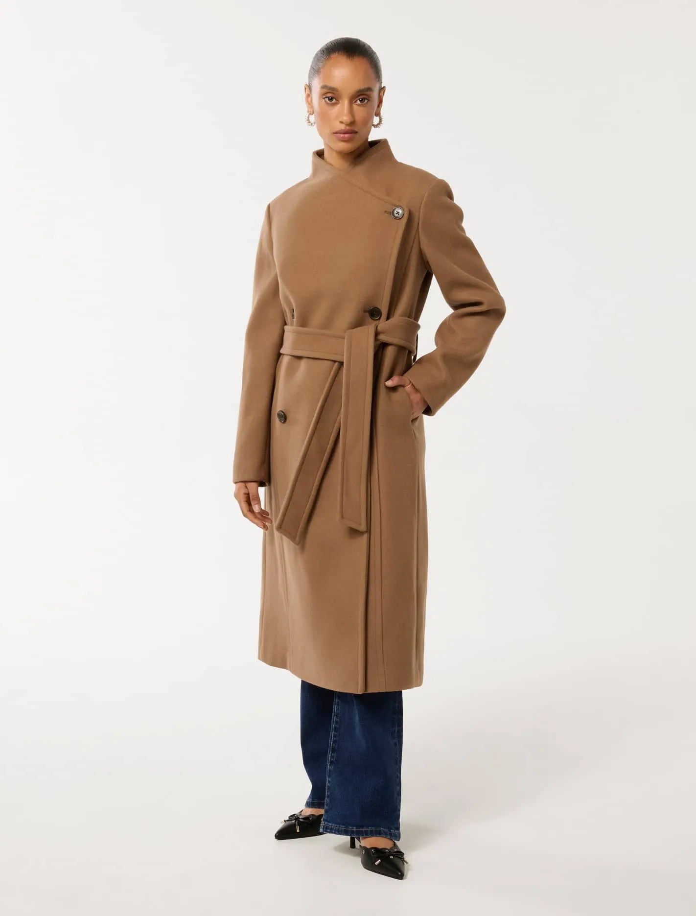 Ari Petite Funnel-Neck Coat