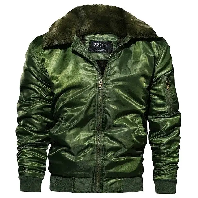 Ashore Shop Men's Winter Fur Collar Naval Air Style Bomber Jacket