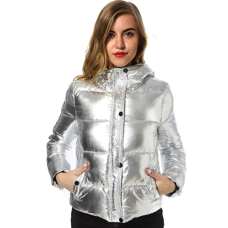 Ashoreshop Ladies Long sleeve Silver Thick Parka Winter Jacket