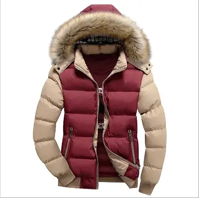 AshoreShop Mens Fleece Warm Hooded w/Fur Parka Jacket