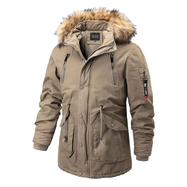 AshoreShop Mens Winter Warm Windproof Fur Collar Parka