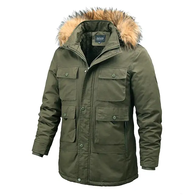 AshoreShop Mens Winter Warm Windproof Fur Collar Parka