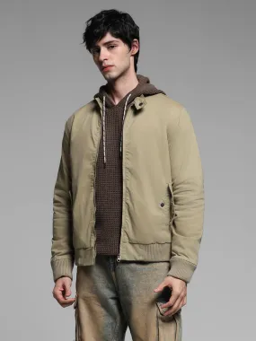 Beige Bomber Jacket