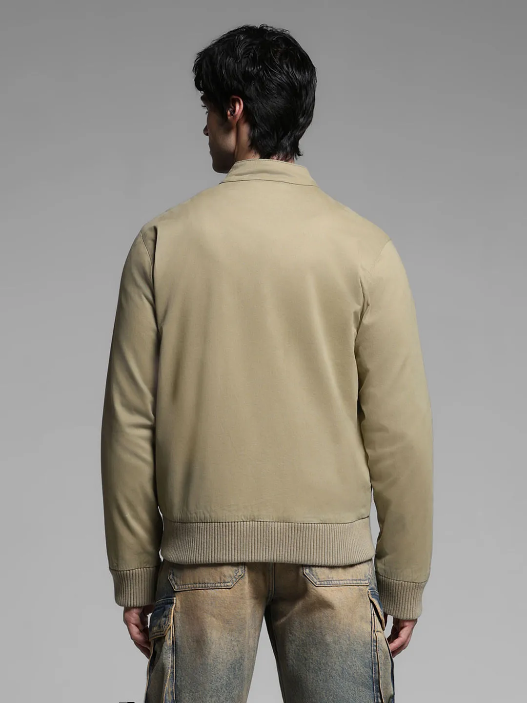 Beige Bomber Jacket