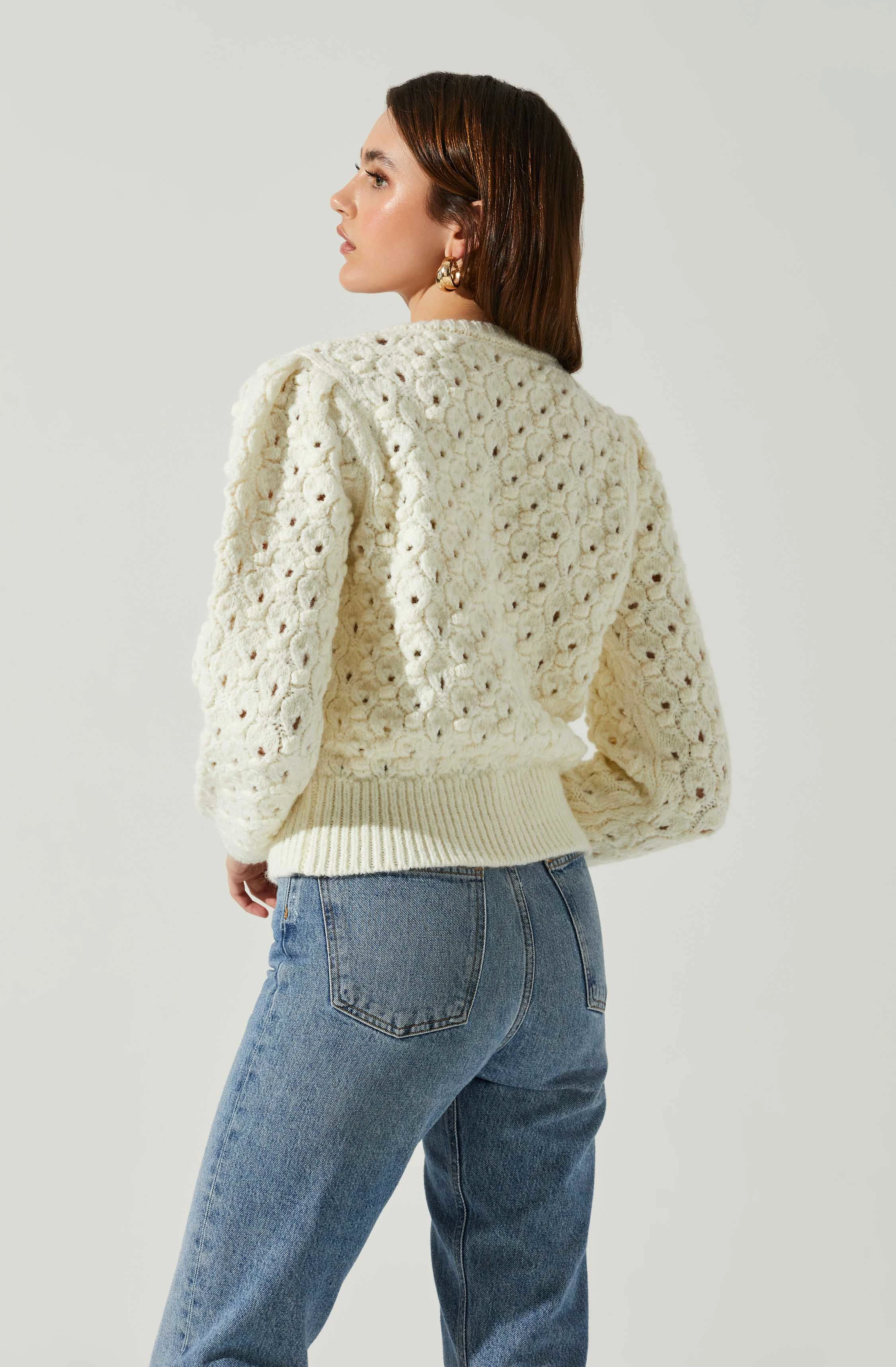 Bianca V Neck Pointelle Sweater