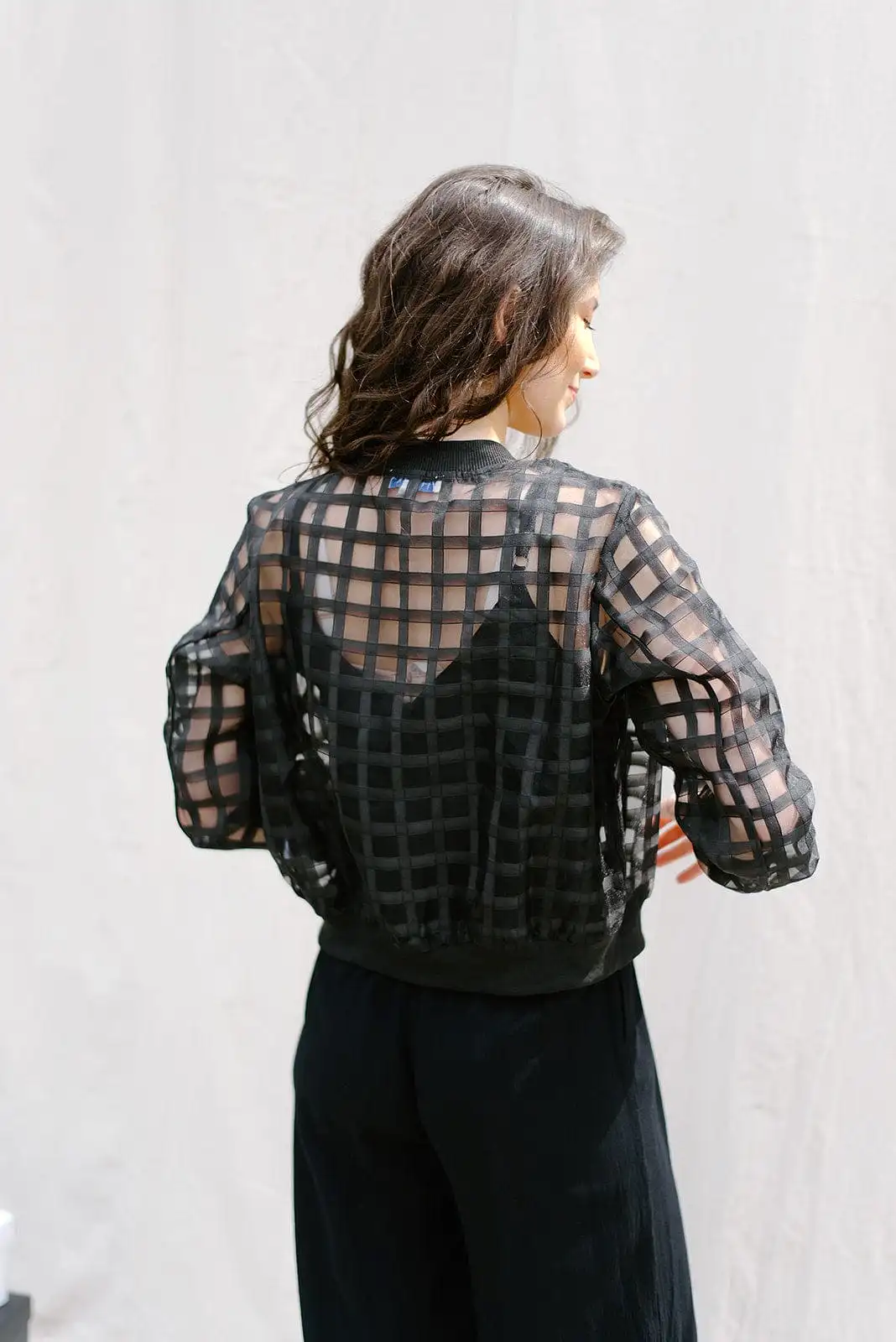 Black Mesh Checkered Jacket