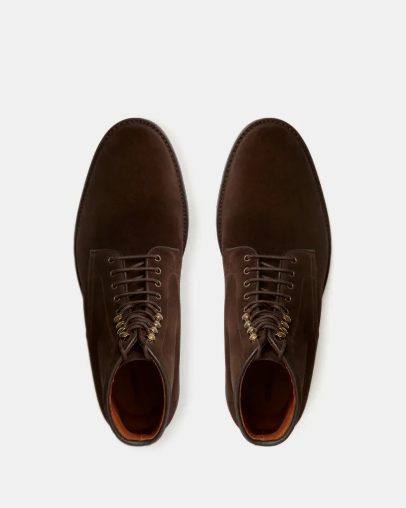 Brown Suede Plain-Toe Boot