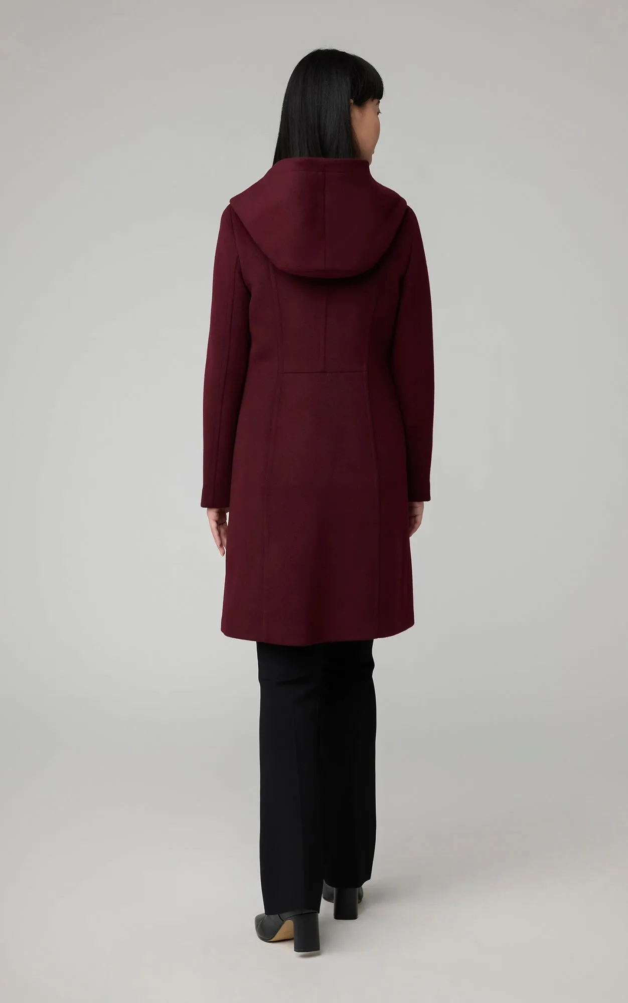 CARA Classic Wool Coat with Knit Collar and Wide Hood