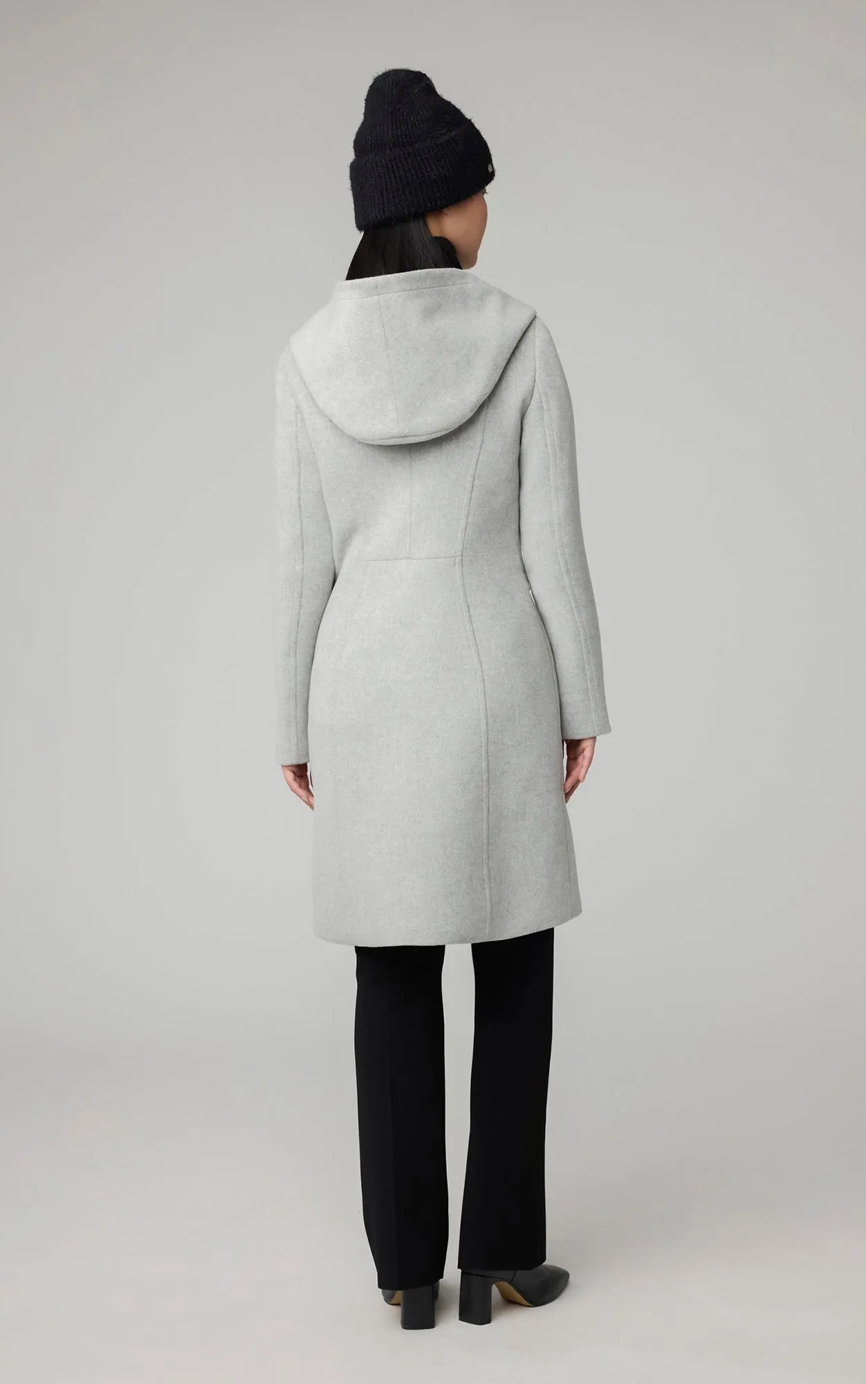 CARA Classic Wool Coat with Knit Collar and Wide Hood