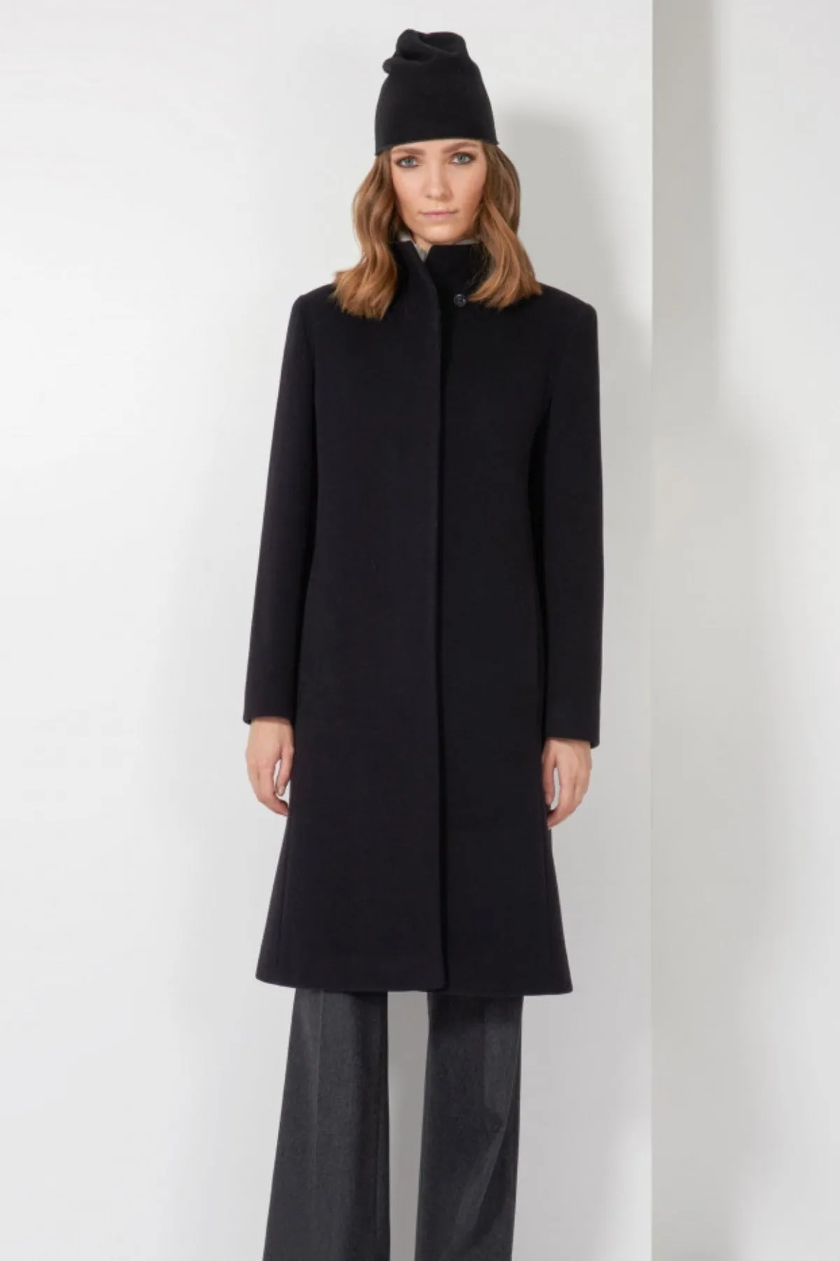 Cashmere & Wool Coat with High Stand Up Collar 30001