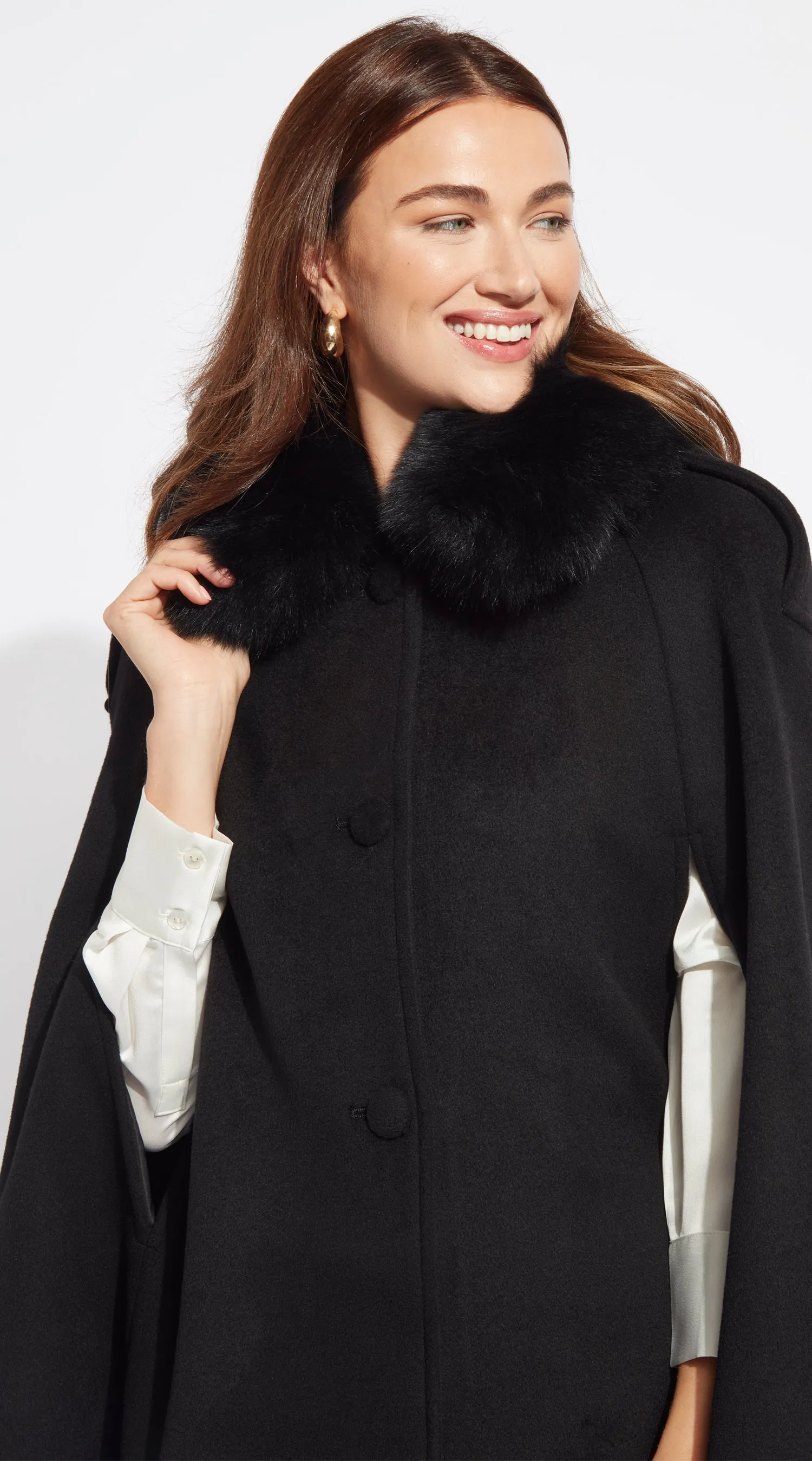 Cashmere Cape Coat - Black