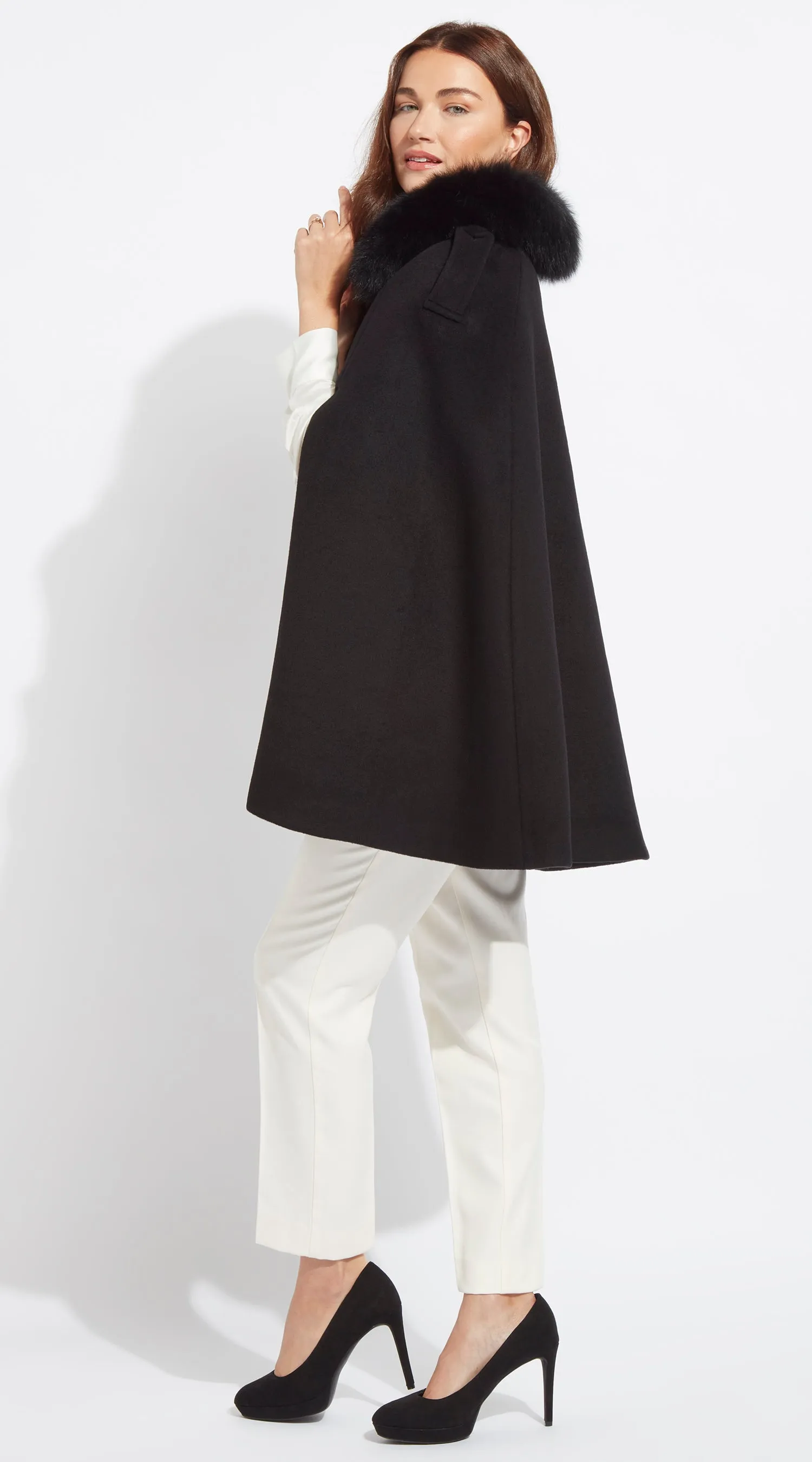 Cashmere Cape Coat - Black