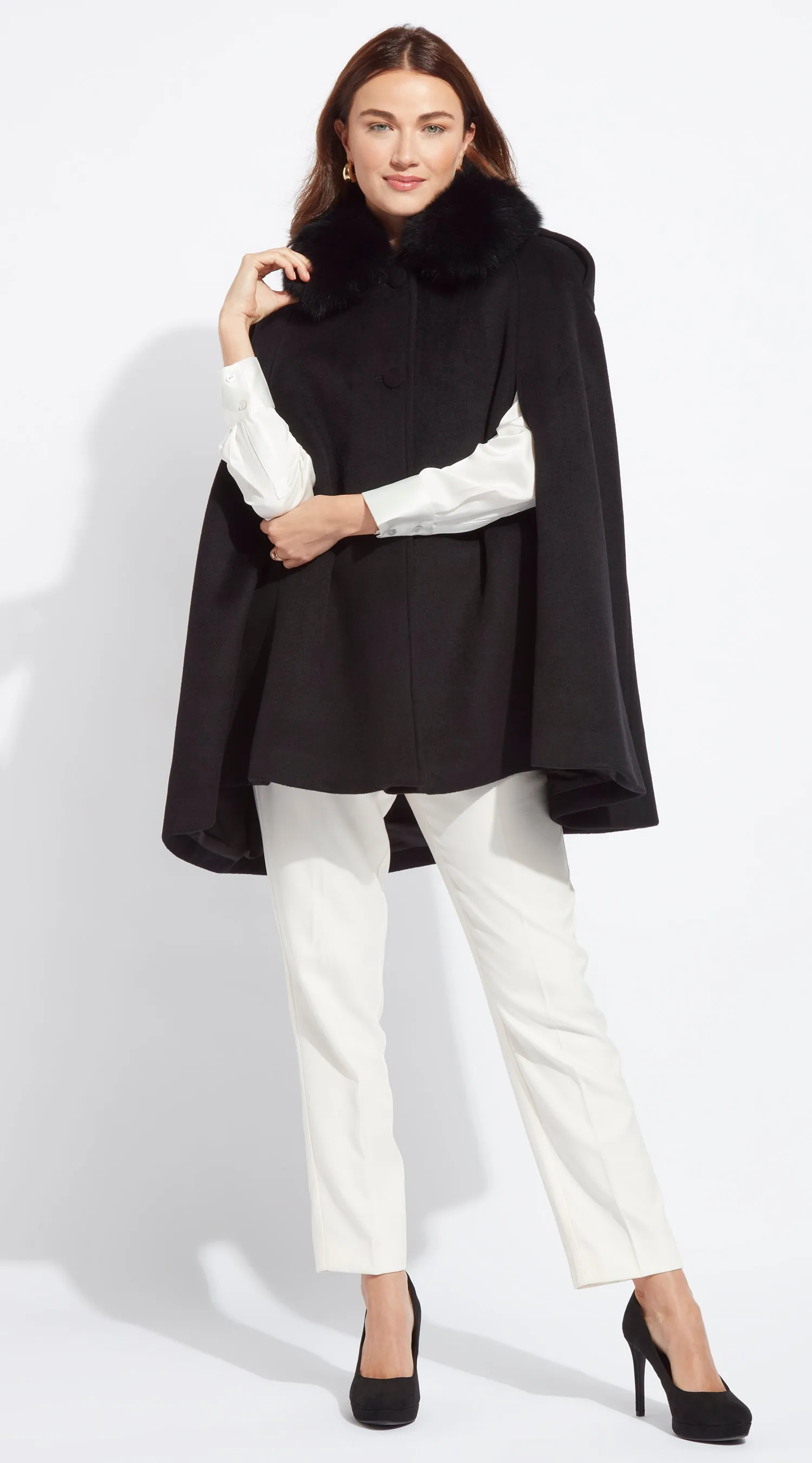 Cashmere Cape Coat - Black