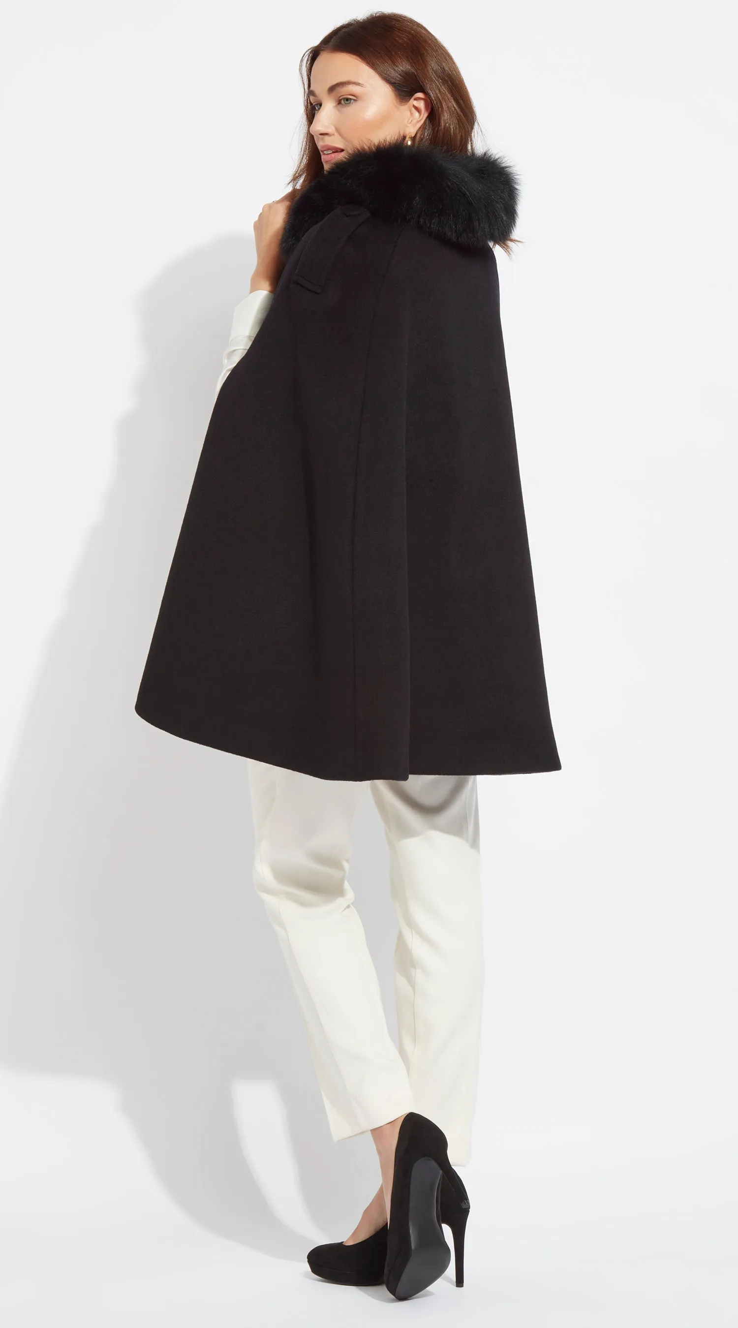 Cashmere Cape Coat - Black