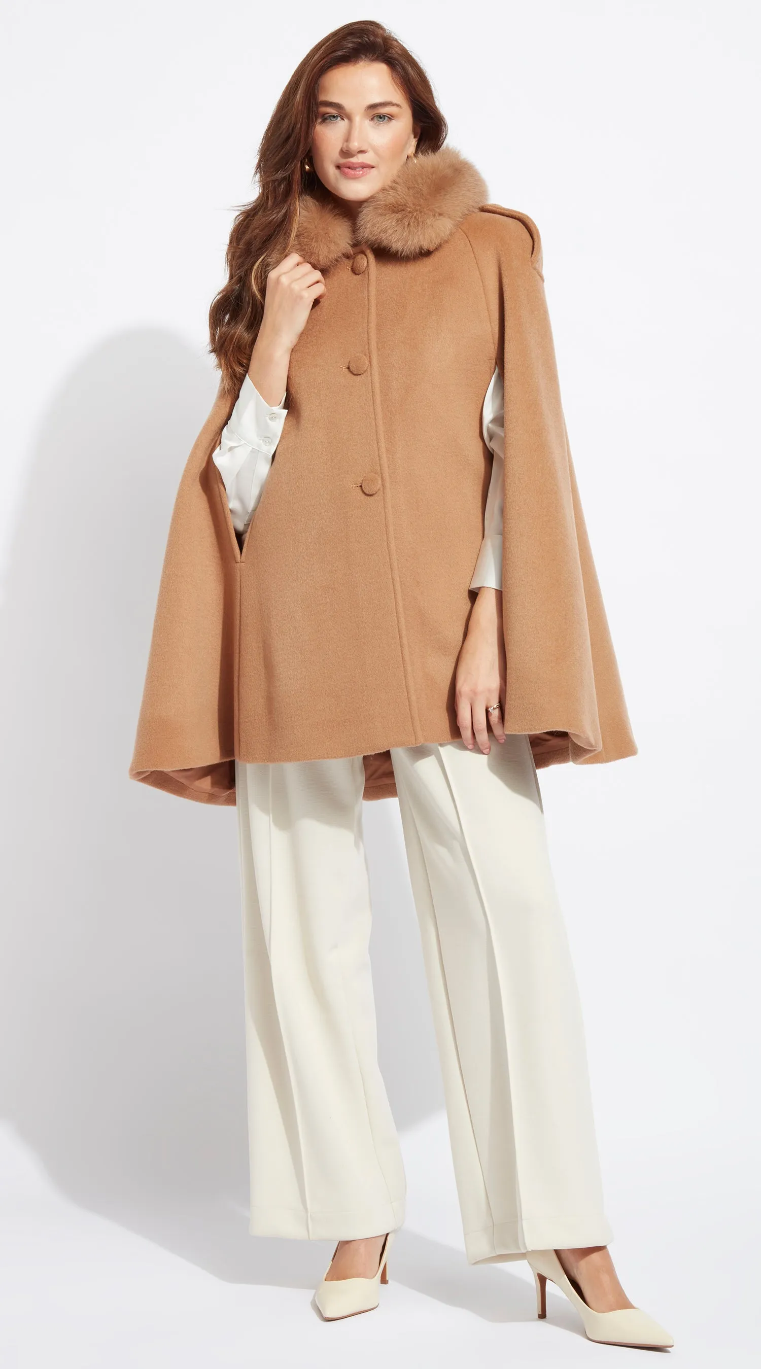 Cashmere Cape Coat - Camel