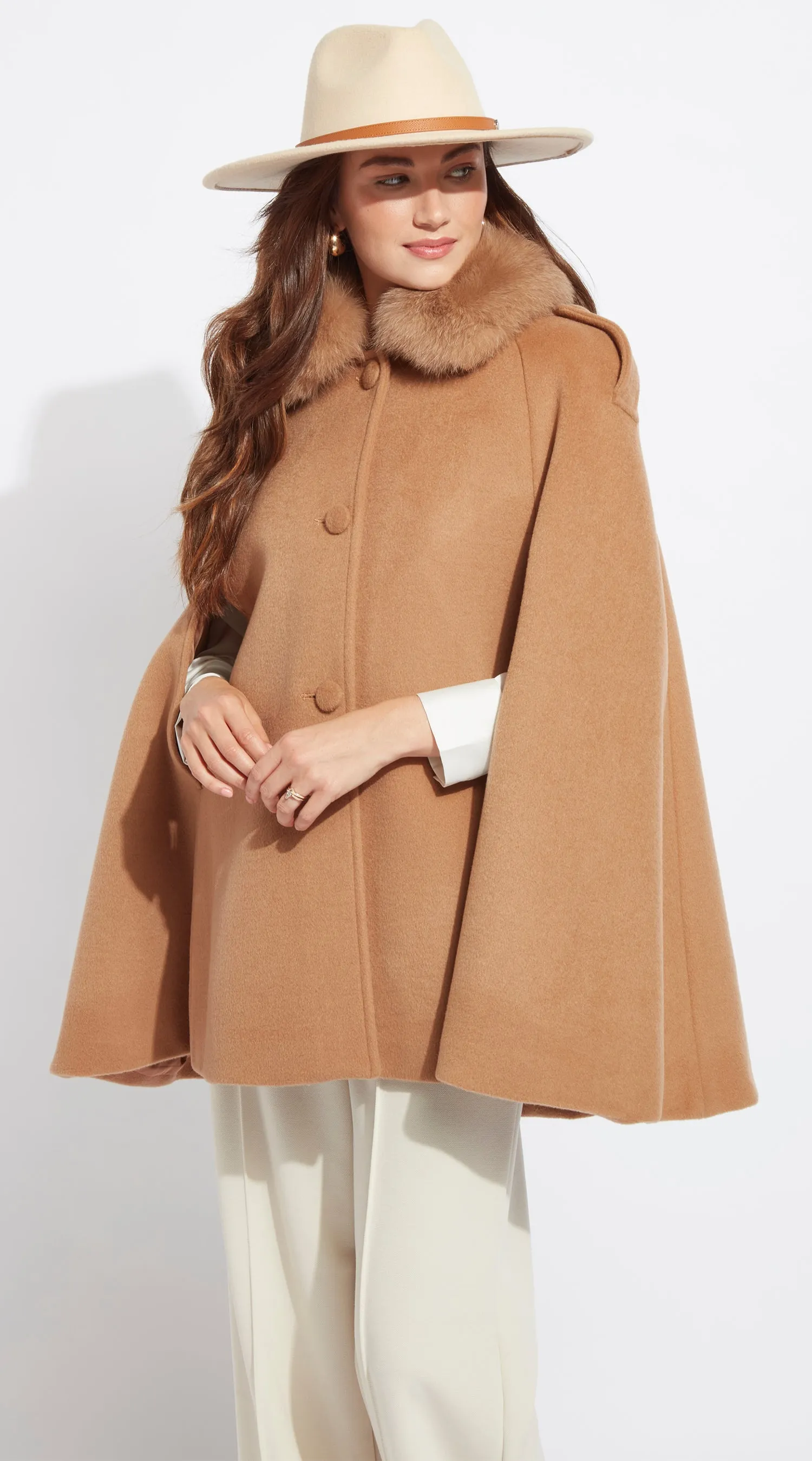 Cashmere Cape Coat - Camel