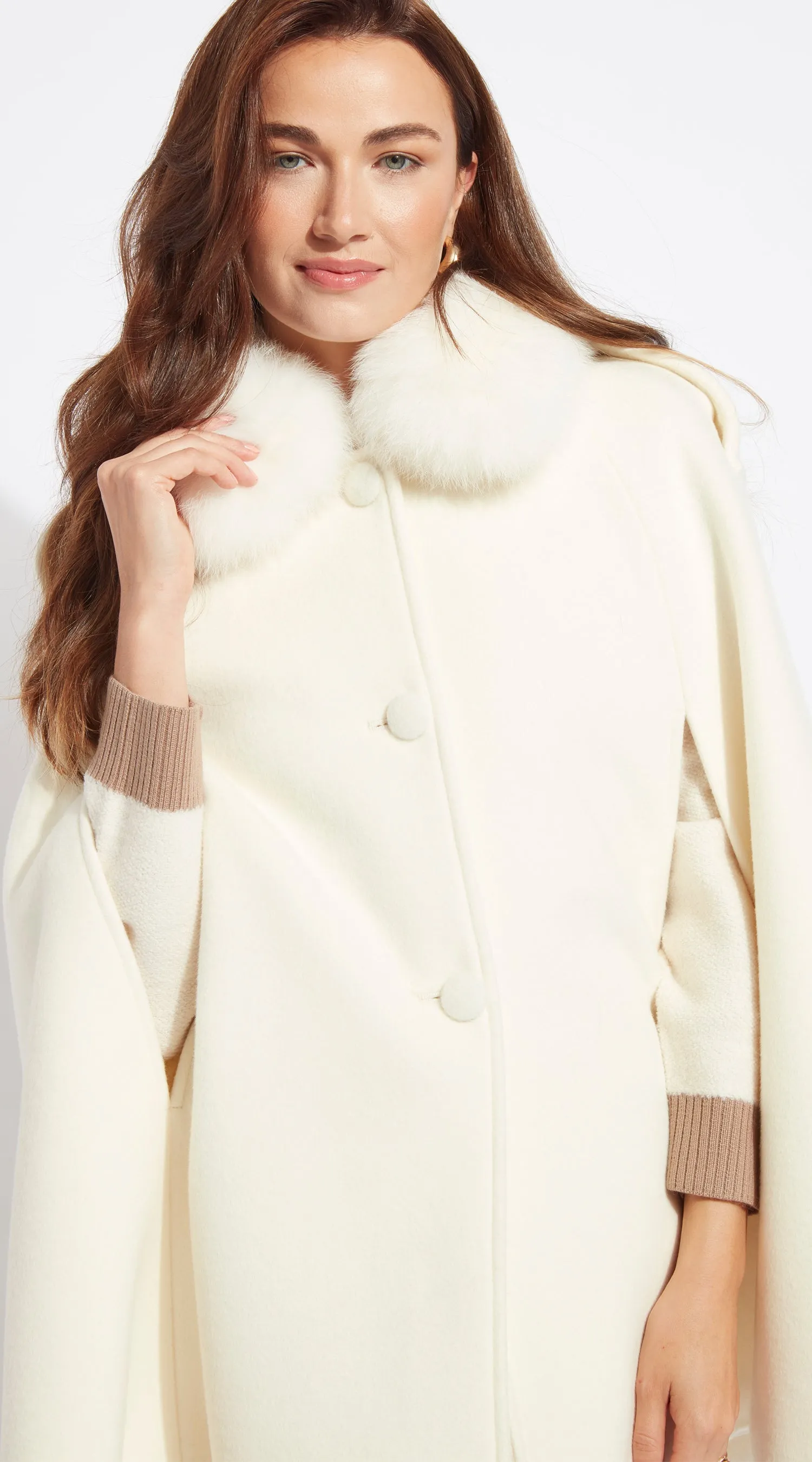 Cashmere Cape Coat - Milk