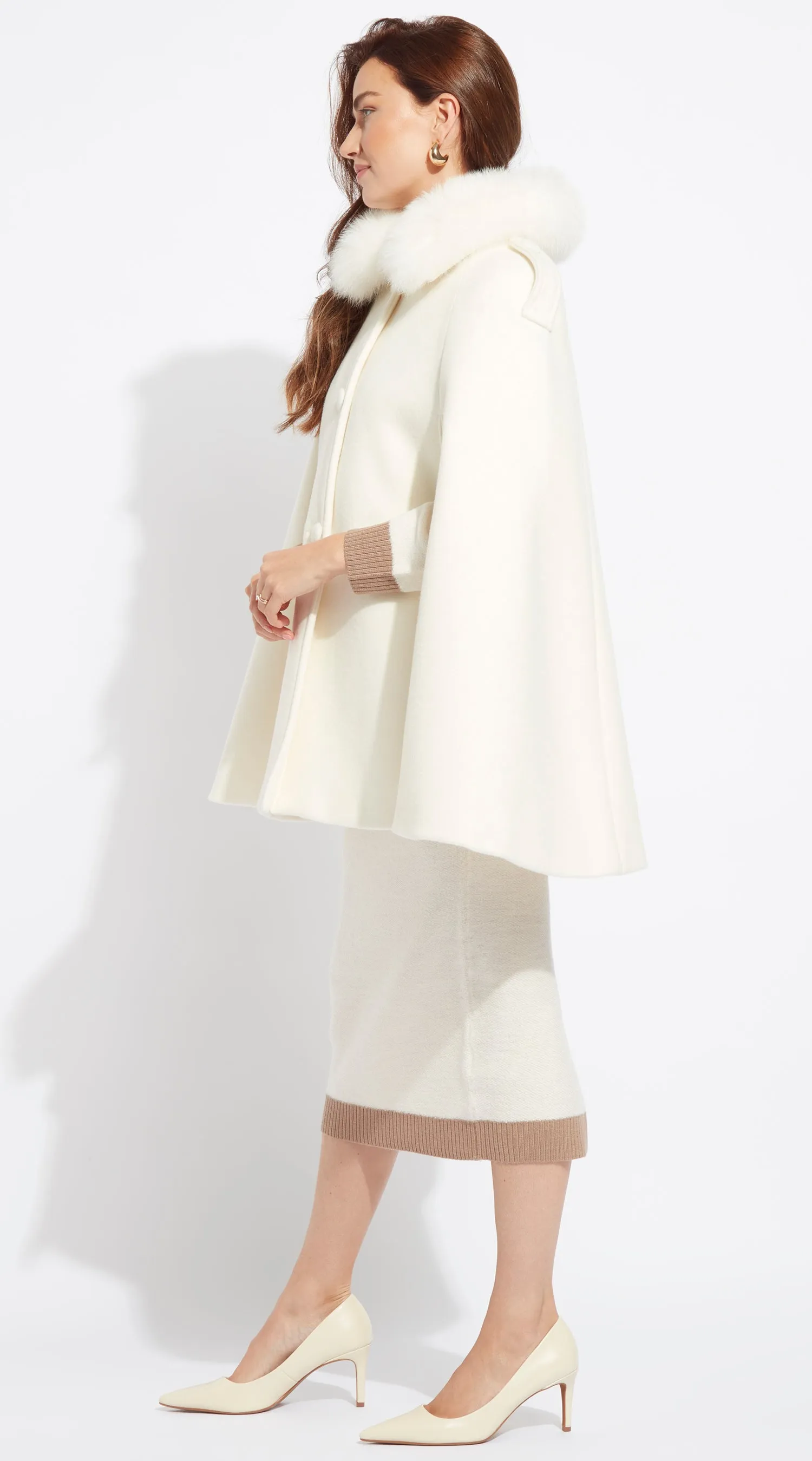 Cashmere Cape Coat - Milk