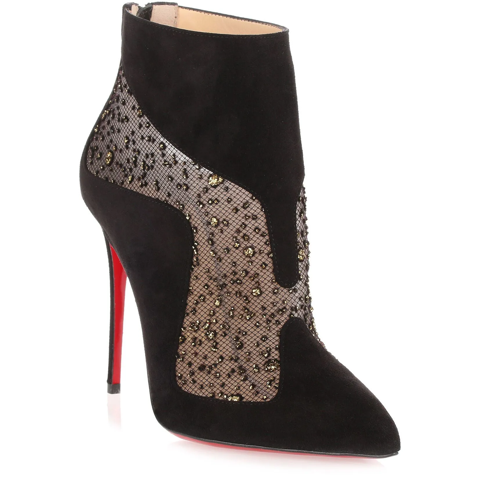 Christian Louboutin Papilloboot 100 black suede mesh boot