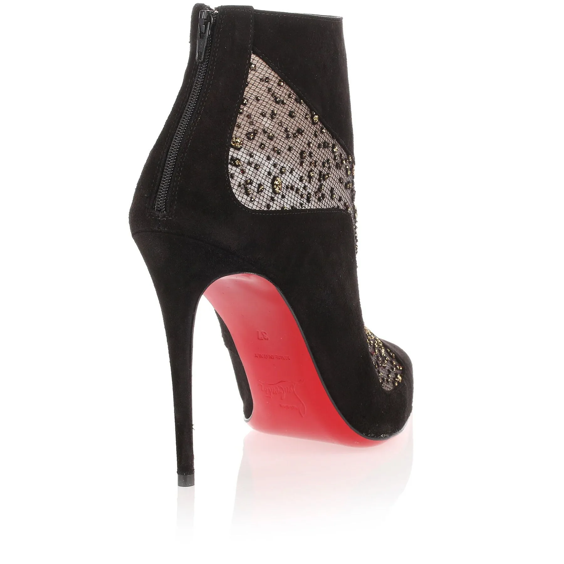 Christian Louboutin Papilloboot 100 black suede mesh boot