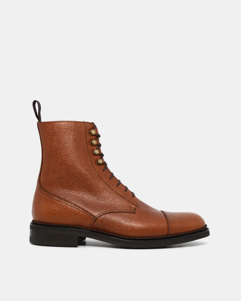 Cognac Grain Cap Toe Boot