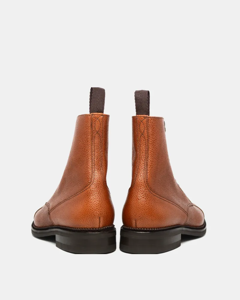 Cognac Grain Cap Toe Boot