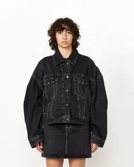 Cropped Denim Jacket in Black