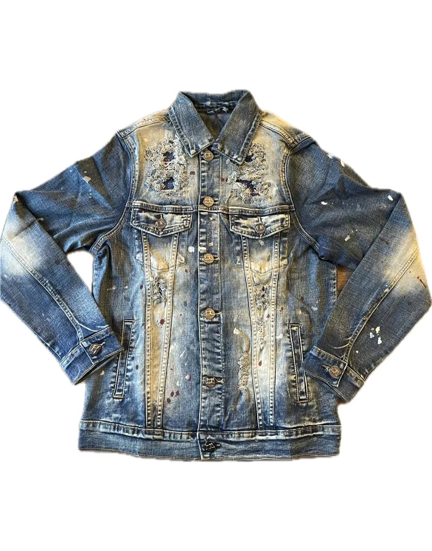 Distressed Denim Jacket  Stretchable