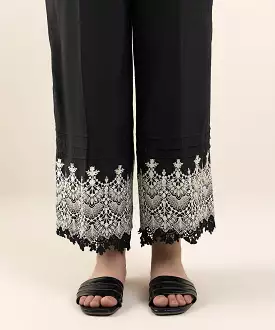 Embroidered Raw Silk Culottes