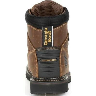 Georgia Men's Giant Revamp Steel Toe Internal Met-Guard Waterproof Work Boot in Brown