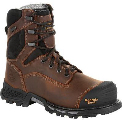 Georgia Men's Rumbler 8-In Composite Toe Waterproof Work Boot in Black/Brown