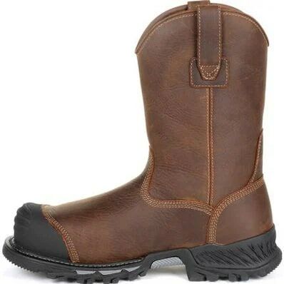 Georgia Men's Rumbler Composite Toe Waterproof Pull-On Work Boot in Black/Brown