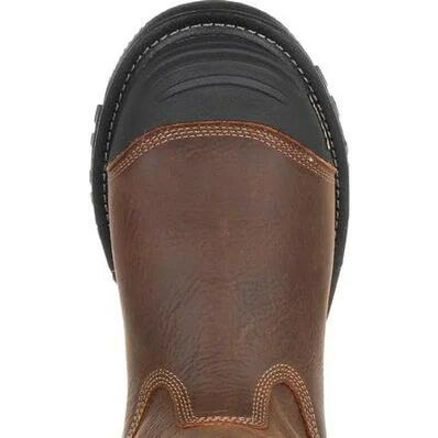 Georgia Men's Rumbler Composite Toe Waterproof Pull-On Work Boot in Black/Brown