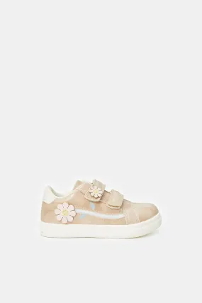 Girls Pink Floral Embellished Sneakers