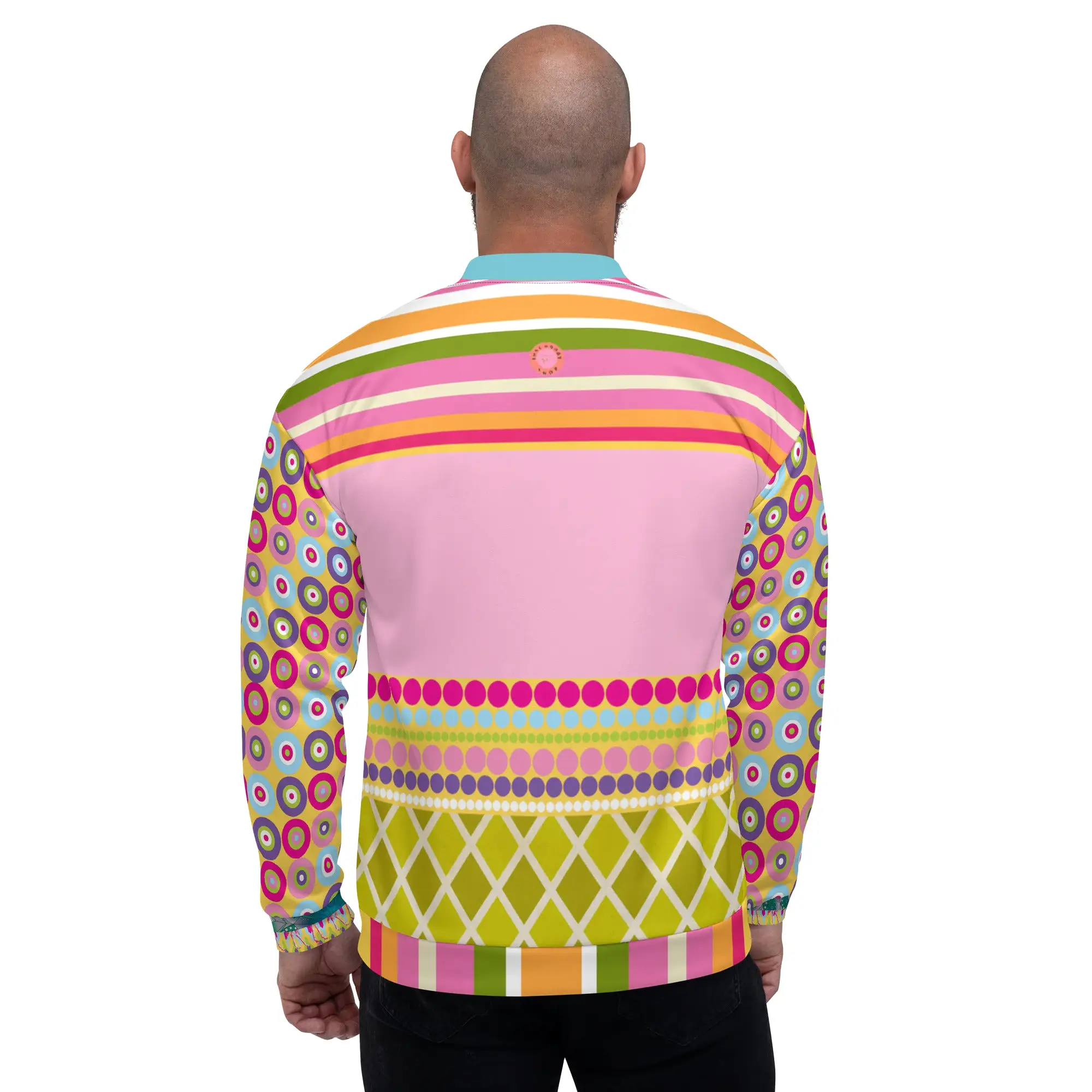 Hello Janis! Pink Patchwork Unisex Bomber Jacket