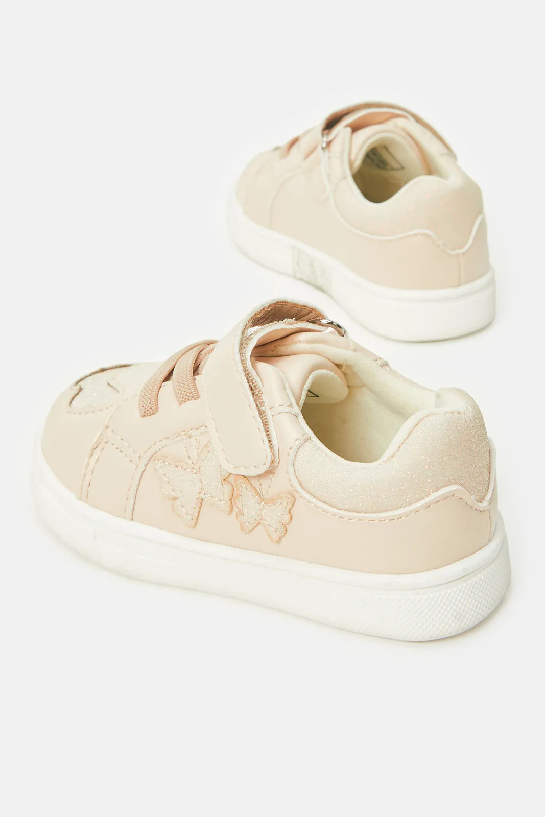 Infant Girls Beige Velcro Strap Sneakers