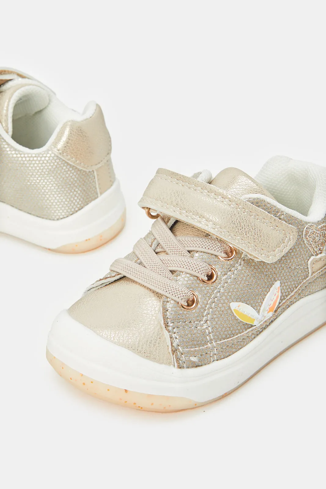 Infant Girls Gold Velcro Sneakers