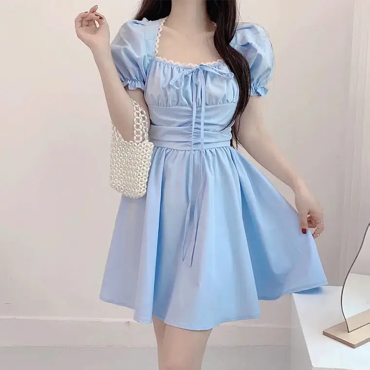 Ins fashion baby blue waist princess dress BY8012