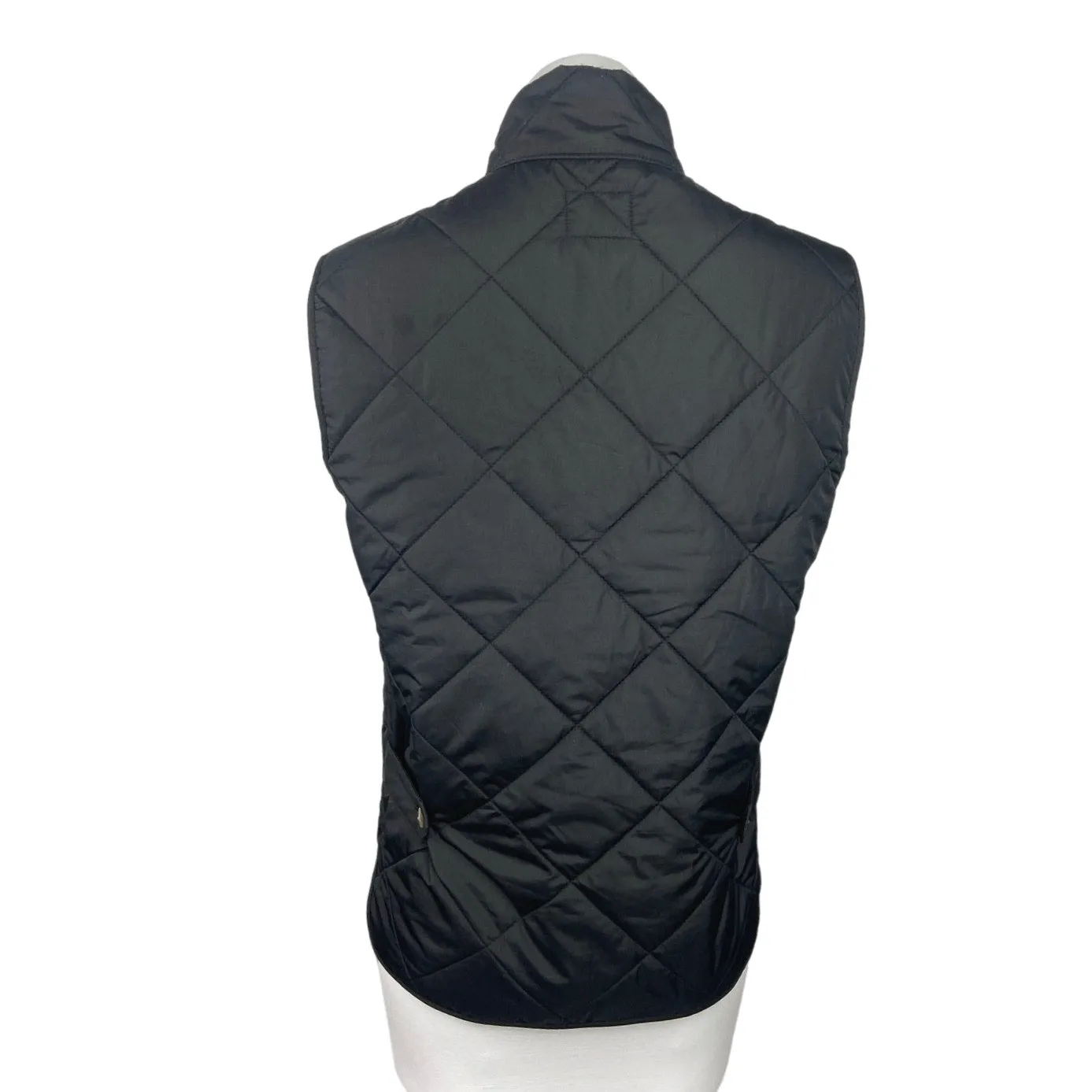 J Crew Womens Black Zip Up Quilted High Neck Pockets Puffer Vest Coat Jacket XS