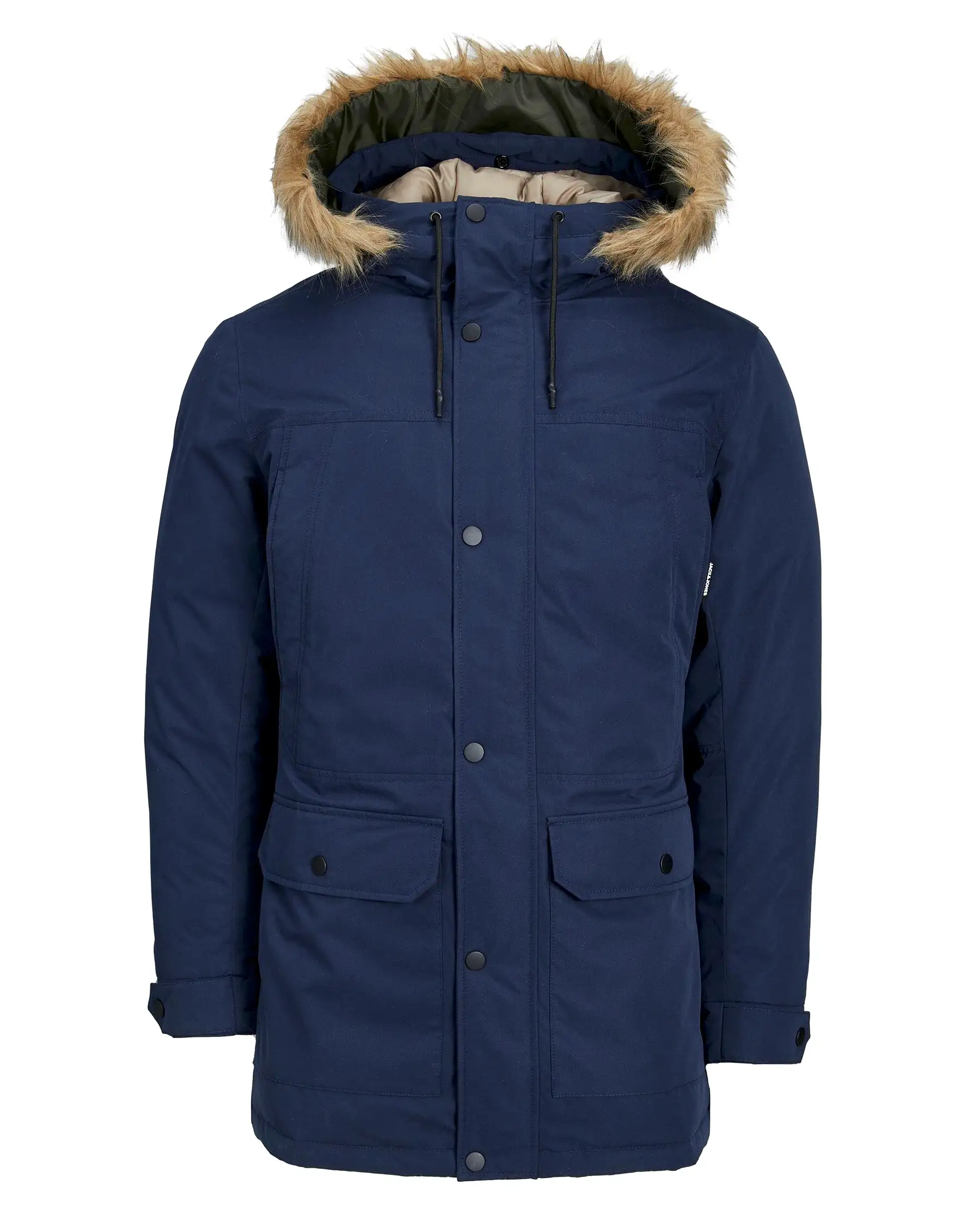 Jack & Jones Mens Faux Fur Hooded Parka Jacket / Coat 'Super'