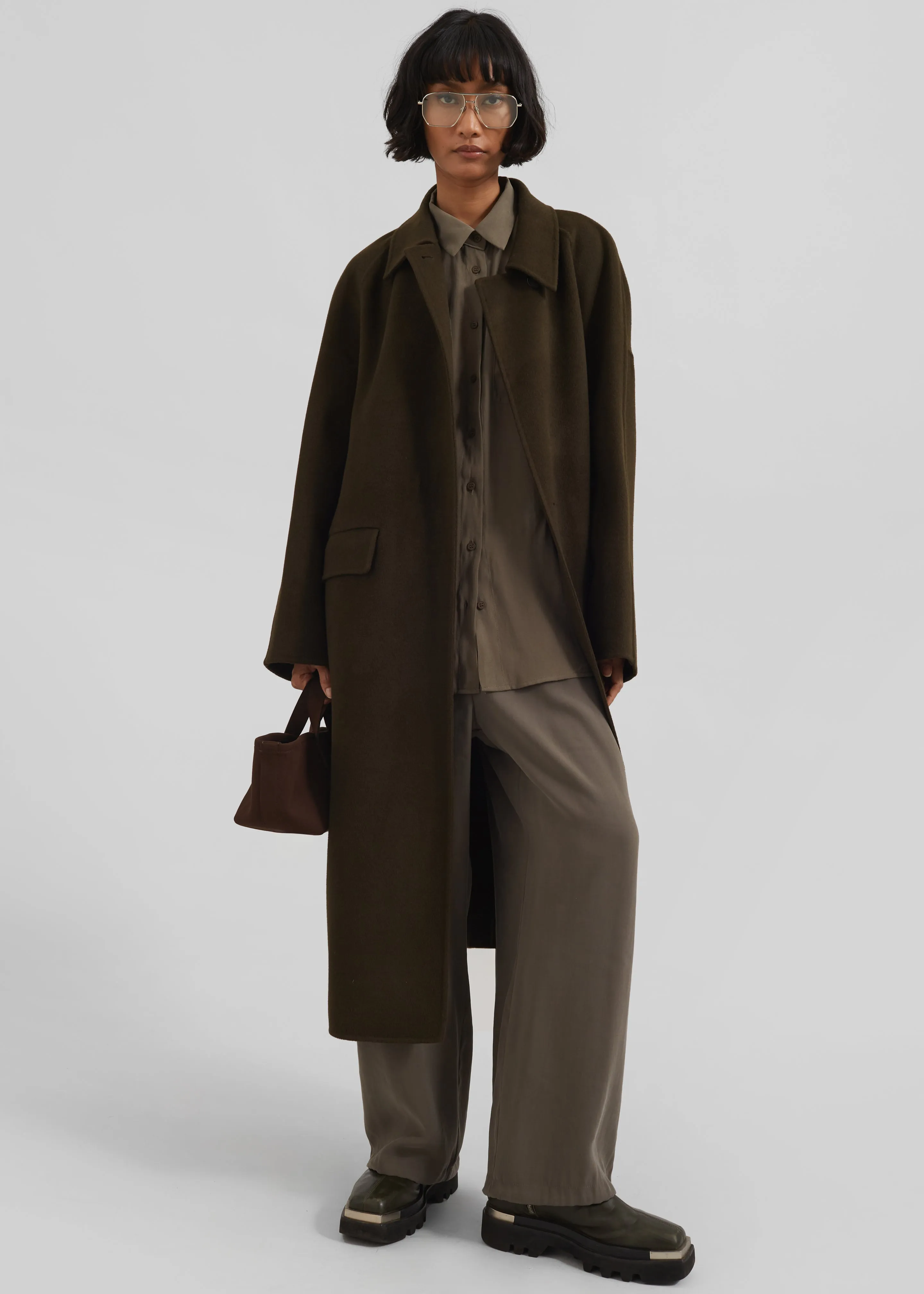 Jalhay Oversized Wool Coat - Khaki Brown