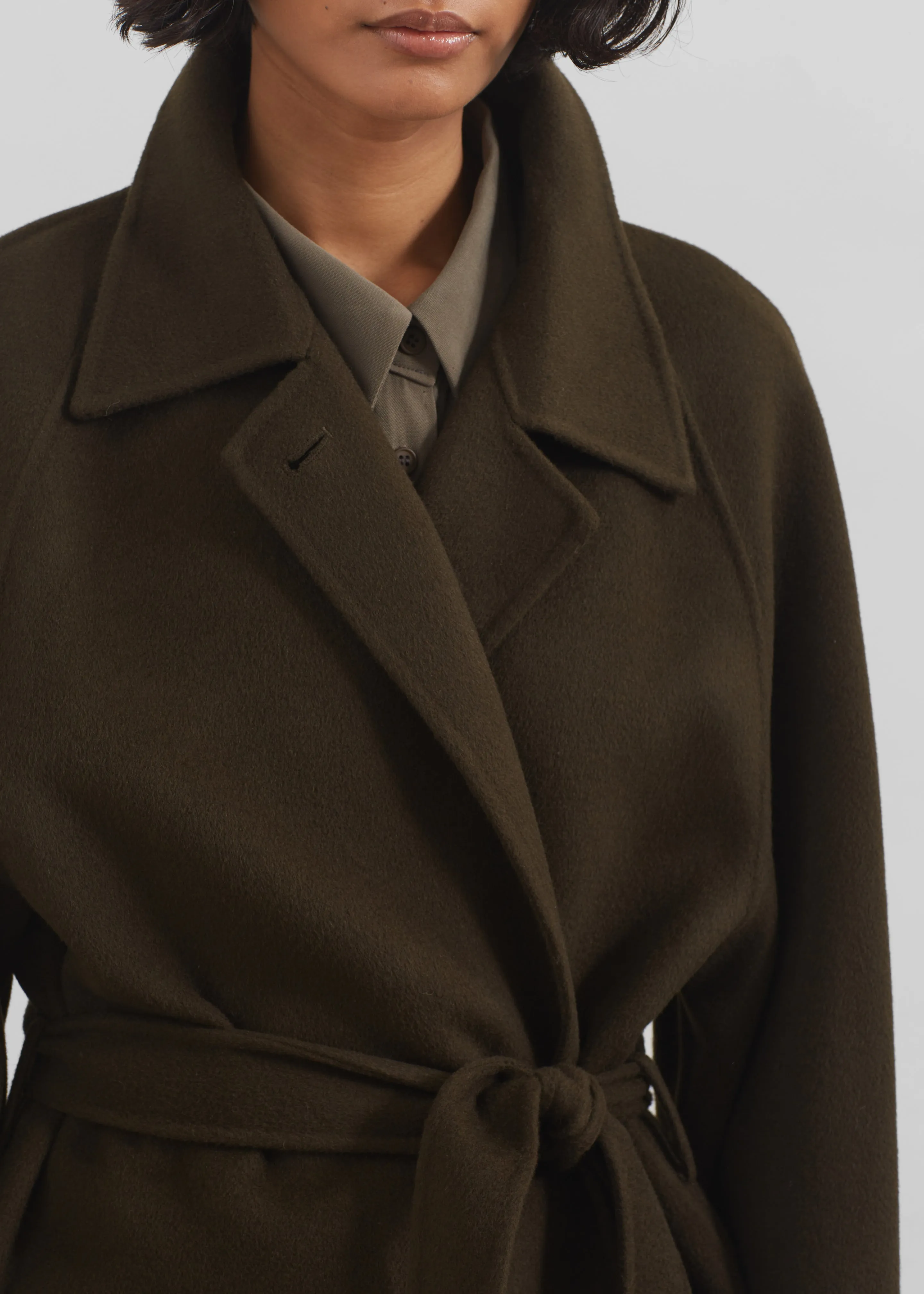 Jalhay Oversized Wool Coat - Khaki Brown