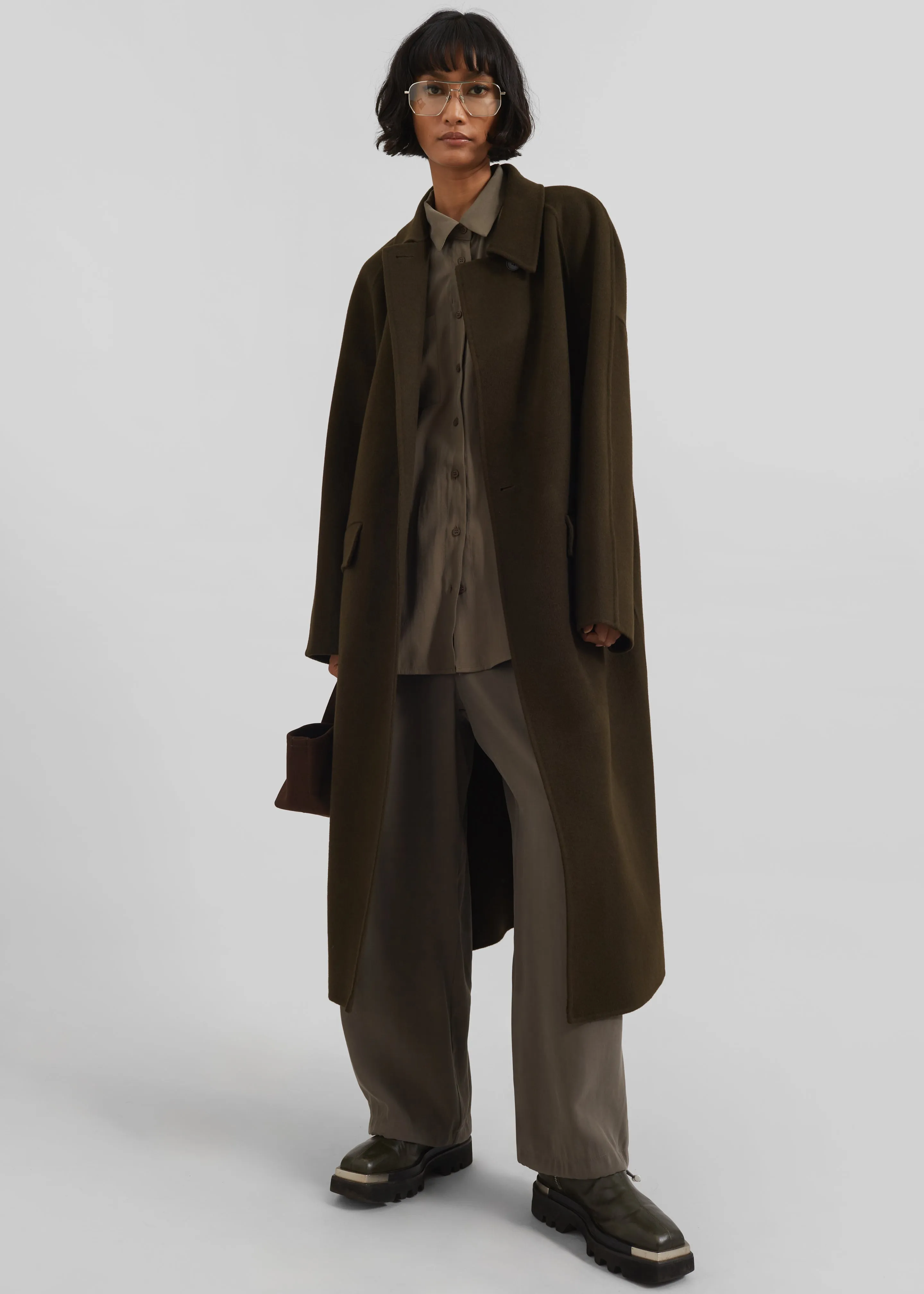 Jalhay Oversized Wool Coat - Khaki Brown