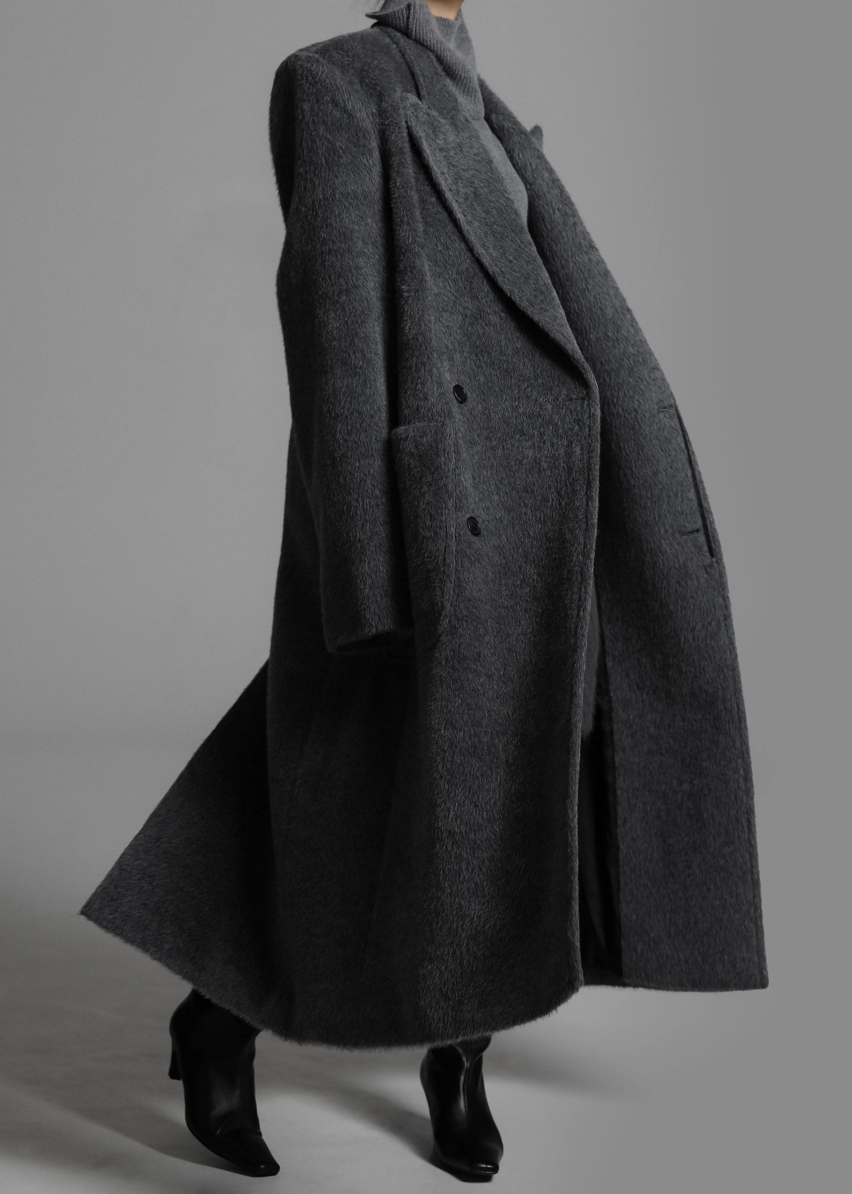 Jaylene Oversized Wool Coat - Grey