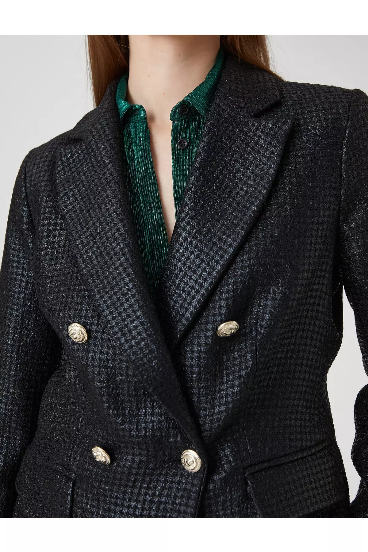 KOTON Shimmering Double Breasted Blazer Jacket