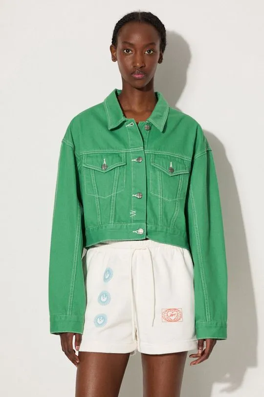 KSUBI denim jacket Cropped women's green color